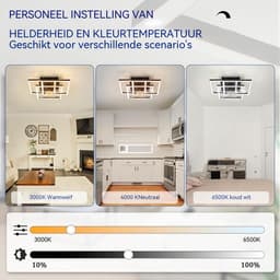 Glitzerlife - Plafond ventilator met verlichting - Modern Dimbaar Led Licht - Stille plafondventilator - 6 Snelheden Omkeerbaar - Nachtlicht Timer Geheugenfunctie - 37 Cm - Zwart — thumbnail 2