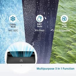 Mobiele airco 12000 BTU 4-in-1 – 45L/dag – Follow-me modus – 51 m² – Stil <53 dB – Slang inbegrepen – Zwarte deksel — thumbnail 5