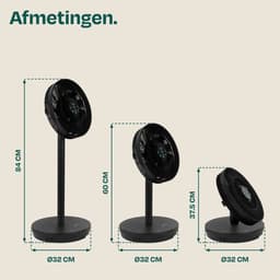 VONROC BREEZE Draadloze Ventilator – Fluisterstil (<44 dB) – 24 snelheden – lichtgewicht en draagbaar - 3 windmodi: Natuurlijk, Slaap, Normaal – Modulair: tafelventilator én vloerventilator – Luxe touchdisplay – Incl. afstandsbediening – Zwart — thumbnail 2