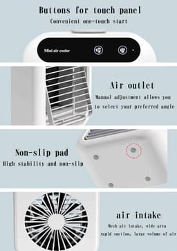 KZQ Mini-Koelventilator 4-in-1 – 500 ml, 3 snelheden, 2 nevelmodi, oplaadbaar, voor thuis, kantoor of camping — thumbnail 3