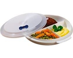 MIRA® Magnetron Bord - Magnetron Bakjes met Deksel - Magnetron Bord met Deksel - Wit - 21cm x 21cm x 4cm; 0.26 kg
