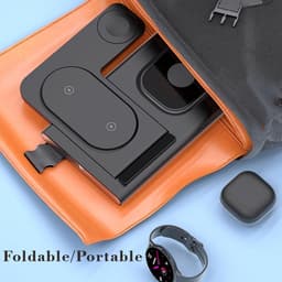 3-in-1 draadloze oplader voor Samsung laadstation Android smartphone meerdere apparaten LED-licht inklapbare dock oplader standaard geschikt voor Samsung Galaxy S25 S24 S23 S22 Note 20 Watch 8/7/6 oordopjes — thumbnail 2