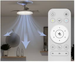 Philips Solr Plafondventilator met LED-lamp - 3 Intrekbare bladen - Diameter: 106cm - Drie tinten wit licht (2700K / 4000K / 5500K) - Dimbaar tot 10% - Afstandsbediening - Wit - 4500 Lumen — thumbnail 2