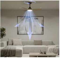 Philips Olas Ventilator met LED lamp - Diameter: 106cm - Instelbaar wit licht van 3000K tot 6500K - Dimbaar tot 5% - Inclusief afstandsbediening - 2650 Lumen - Zwart/Hout — thumbnail 3