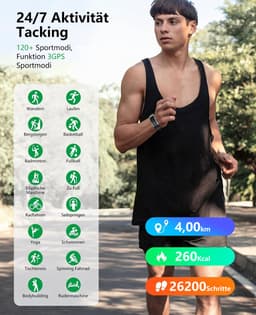 Lichtgewicht fitnessarmband voor 24/7 gezondheidsmonitoring, meer dan 120 sportmodi en slaapanalyse – 1 ATM waterdichte activity tracker met meldingen – zwart — thumbnail 4