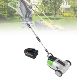 Accugrasmaaier - Grastrimmer Grasmaaier - Gazon Onderhouden - Zwenkbare Voorwielen - 21 cm Maaibreedte - Grijs — thumbnail 1