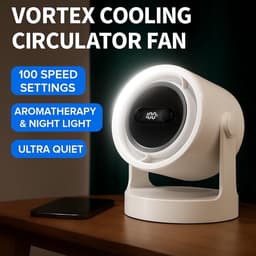 VHV-Tafelventilator en Circulatieventilator 2-in-1 - Stille USB Bureauventilator met Nachtlampje - Krachtige Turbine Mini Ventilator - Compacte Luchtcirculator voor Studentenkamer, Slaapkamer, Kantoor en Outdoor — thumbnail 4