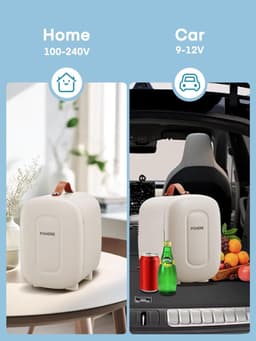 Mini Koelkast 5 L - Draagbare Koelbox voor 6 Blikjes met AC en DC Aansluiting - Compacte Stille Koelkast voor Slaapkamer, Auto, Kantoor en Skincare — thumbnail 3