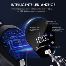 Elekiatech Steelstofzuiger Draadloos - 50000Pa - 50 Min Gebruikstijd - 1.8L Stofbak - LED display – voor Harde Vloeren, Tapijt en Dierenharen — thumbnail 4