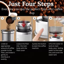 Automatisch, compact en draagbaar koffiezetapparaat | 'Pour-over'-druppelkoffiemachine voor één kopje met filter – geschikt voor op reis, thuis, op kantoor en in de keuken (klein formaat) — thumbnail 2