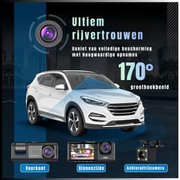 QUOVO® Dashcam voor Auto voor en Achter - Achter Draadloos - HD Night Vision - Zwart - 7cm x 15cm x 11cm — thumbnail 5