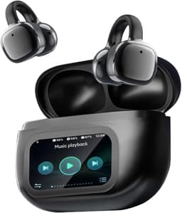 Open-Ear koptelefoon, 5.4-hoofdtelefoon, open-ear clip-on sportoortjes, taalvertaling, 50 uur speeltijd met ENC, touchscreen Open Ear Oordopjes (Zwart) — thumbnail 1