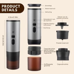 HEZIVO® Koffiecupmachine 3-in-1 - Draagbare Espressomachine - Met Accu voor op Reis - Zelfverwarmend -12 V — thumbnail 4