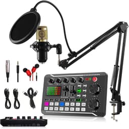 Podcast-Uitrustingsbundel - Microfoonset - voor Live Streaming, Zingen, Youtube & Tiktok - Zwart — thumbnail 1