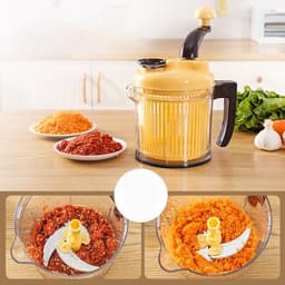 Handmatige Keukenmachine - Groentehakker Vleesmolen - Snel Ingrediënten Verwerken - Drie Versnellingen Instelbaar - 2500 ml - Wit — thumbnail 2