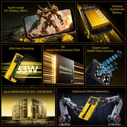 OUKITEL WP60 Rugged Smartphone 5G - 24GB RAM - 256GB ROM - 7,2 inch 120Hz - 10000mAh 33W - 108MP Camera - Dual SIM - Android 15 - NFC GPS - Geel — thumbnail 2