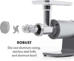 Elektrische hakmolen - Keukenmachine - Snel ingrediënten hakken - Grote aluminium schaal - 5100 Gram capaciteit - Grijs — thumbnail 5