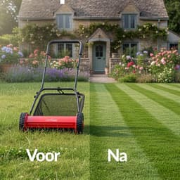 Handgrasmaaier 40 cm - Mechanische maaier - Gazononderhoud - 5-blads kooisysteem - 15-43 mm hoogte - Zwart/Rood — thumbnail 5