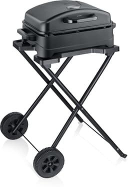 Severin PG 8598 Elektrische buiten BBQ Grill – 2300W – Keramische coating – 45x30 cm – Met Statief en deksel – Mat/zwart — thumbnail 1