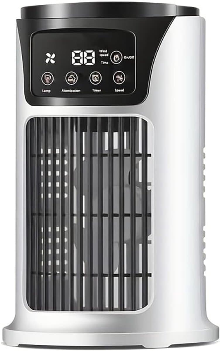Mini aircooler - 6 snelheden, USB, watertank, timer, luchtkoeler voor bureau slaapkamer en thuiswerkplek - Wit — afbeelding 1