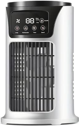 Mini aircooler - 6 snelheden, USB, watertank, timer, luchtkoeler voor bureau slaapkamer en thuiswerkplek - Wit — thumbnail 1