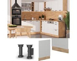 Vaatwasser Paneel - Frontpaneel Vaatwasser - Keuken Inbouw - Verstelbare Hoogte - 45 cm Breed - Wit Landhuis
