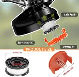 3+1+1 stuks draadspoelen – Vervangende spoelen grasmaaier, geschikt voor Black+Decker AF-100 — thumbnail 3