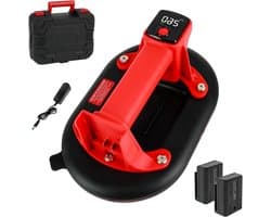 Accuzuignap Plaatlifter - Vacuümzuiger Glaslifter - Zware Objecten Verplaatsen - 260 kg Draagkracht - 24 cm Zuignap - Rood