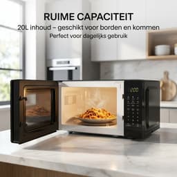 Magnetron 20L - Solo Magnetron 1100W Zwart - 6 Automatische Programma's - Ontdooifunctie - Kinderbeveiliging - LED Display - Draaiplateau — thumbnail 5