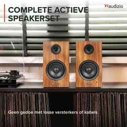 Boekenplank speakers - Audizio BS15 - Actieve speakerset met Bluetooth - HiFi speakers - 60W - Houtlook — thumbnail 3