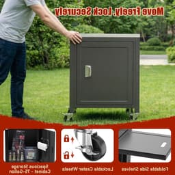 Outdoor Keuken Trolley met 2 Vouwbare Zijkanten, Draagbare Grillwagen voor Pizza Ovens en BBQ's, Ideaal voor Buiten koken en Tuinfeesten — thumbnail 2