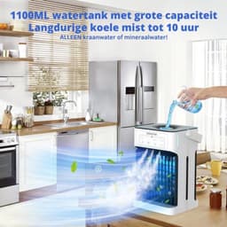 Thuys - Mobiele Airco Zonder Afvoer - Mobiele Airco Zonder Slang - Ventilator Met 3 Snelheden - Aircooler - Mobiele Airco Voor Slaapkamer – 7 LED kleuren - Compact Ontwerp – Wit — thumbnail 5