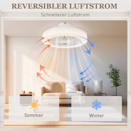 Plafondventilator met Verstelbare LED Verlichting, Timer & Afstandsbediening - Plafond Lamp met Stille Ventilator - Plafonniere - LED 40W - 3000/6000K - Ø50 cm - 6 Snelheden - Wit — thumbnail 5
