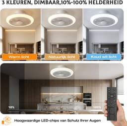 MUPOO smart Plafondventilator met verlichting met App Afstandsbediening- Ø 46cm - Dimbaar & 3 Kleurstanden- Stil & Winterstand- Ventilator lamp plafond Voor Woonkamer & Slaapkamer — thumbnail 5