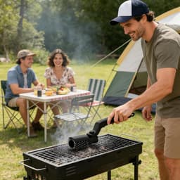 Rotating Grill Brush, 30 cm Electric Grill Brush, Steel Wire Brushes, Effective Cleaning, Stainless Steel Brushes, Outdoor, Camping, Patio, Easy to Use for Children — thumbnail 3