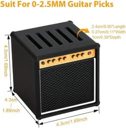 Gitaar Plectrumhouder - Plectrum Box - Met Lade - Plectrum Organizer - Vintage Versterker Design - Display Case - Geschikt voor 6 Plectrums - Opbergdoosje Voor Gitaristen En Muziekliefhebbers - Zwart — thumbnail 5