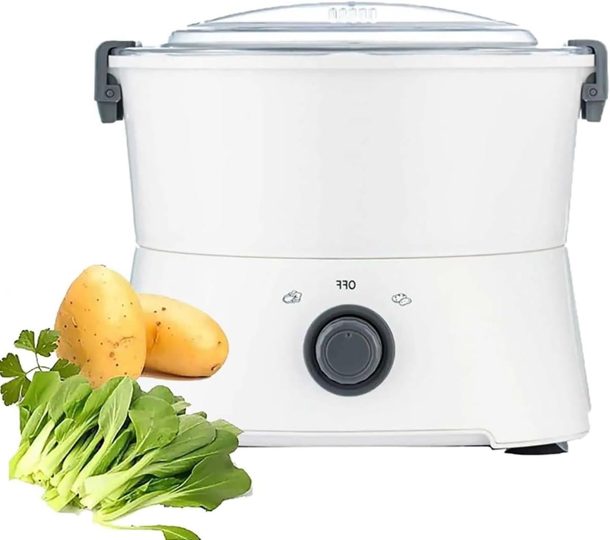 Elektrische aardappelschiller - Automatische schilmachine - Snel groenten schillen - Eenvoudige bediening - 1 kg capaciteit - Wit — afbeelding 1