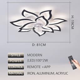 10 Sterren Ventilator Lamp - Plafondventilator - Zwart - Smart Lamp - Met Dimmer - 3 Standen Ventilator - Keuken Lamp - Woonkamerlamp - Moderne lamp — thumbnail 5