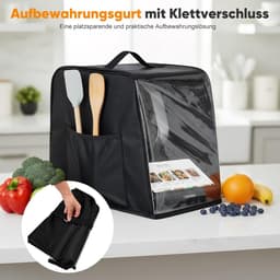 Afdekhoes Keukenmachine - Beschermhoes Deksel - Keuken Apparaat Beschermen - Geïntegreerde Handgreep - 42 x 15 x 5.5 cm - Zwart — thumbnail 2