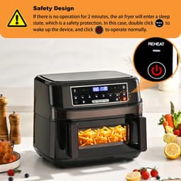 MakkelijkMooi 12 ltr Heteluchtoven met Kijkvenster - Airfryer - Eén of Dubbele Kamers Verstelbaar - Touchscreen - 8 Programma's — thumbnail 2