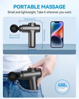 Mini Massage Gun - Spier Ontspanningsapparaat - Spierherstel - 30 Snelheden - 450 g - Zwart — thumbnail 5