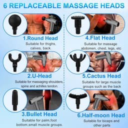Massage Gun - Spier Stimulator - Spierherstel Bevorderen - 32 Instelbare Snelheden - 6 Massagekoppen - Grijs — thumbnail 5