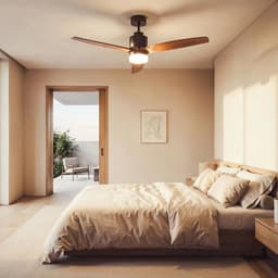 Fantiluxe - Tarek - Plafondventilator met verlichting - Bruin Donker Hout - Ø132cm - Afstandsbediening - Met lamp - Plafond ventilator - Slaapkamer — thumbnail 3