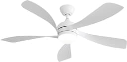Plafondventilator Met Lamp - Stille ventilator - 5 ABS Bladen - Ø 52 inch - Dimbare lamp met 3 lichtstanden - 6 standen voor de windkracht - Met Afstandsbediening - LED's Light - Wit — thumbnail 1