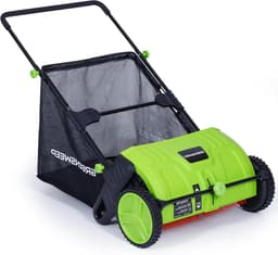 Gazonveger - Bladverzamelaar Tuin - Gazon Onderhouden - Duw-en-ga Mechanisme - 21 inch Werkbreedte - Groen — thumbnail 1