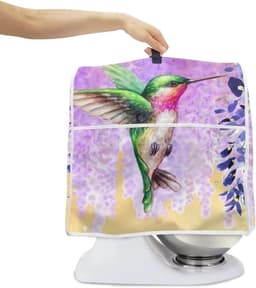 Mixerhoes Standaard - Apparaathoes Keukenmachine - Keuken Organisatie - Met Opbergvak - L-formaat - Kolibrie Paarse Bloemen — thumbnail 1