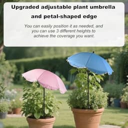 3 stuks plantenparaplu's voor buitenplanten, buigzame tuinparaplu's inclusief geel, roze en blauw voor tuinbedden, potgroenten en fruit — thumbnail 5
