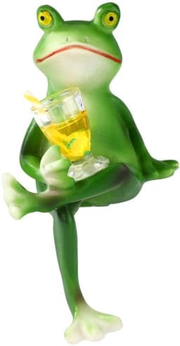 Grappige Drinkende Kikker Bloempot Decoratie, Miniatuur Kikkerbeeldjes Bloempot Knuffeldier Buiten Schattig Dierfiguur Ornament voor Tuin Gazon Huis Hek Balkon Terras Decoratie — thumbnail 1