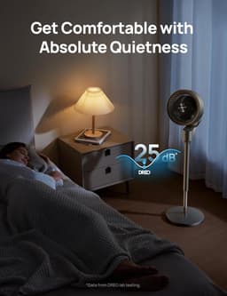 Elektrische Vloer Ventilator - Stille Ventilator - Ruimte Koelen - 80ft Luchtcirculatie - 34-41 Inch - Zwart — thumbnail 2