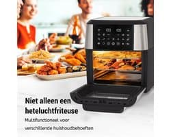 Sinaopus XXL Airfryer & Mini Oven in één – 12L Extra Grote Capaciteit – Inclusief 4 Accessoires – 12 Voorgeprogrammeerde Functies – LED Display – Makkelijk te Reinigen